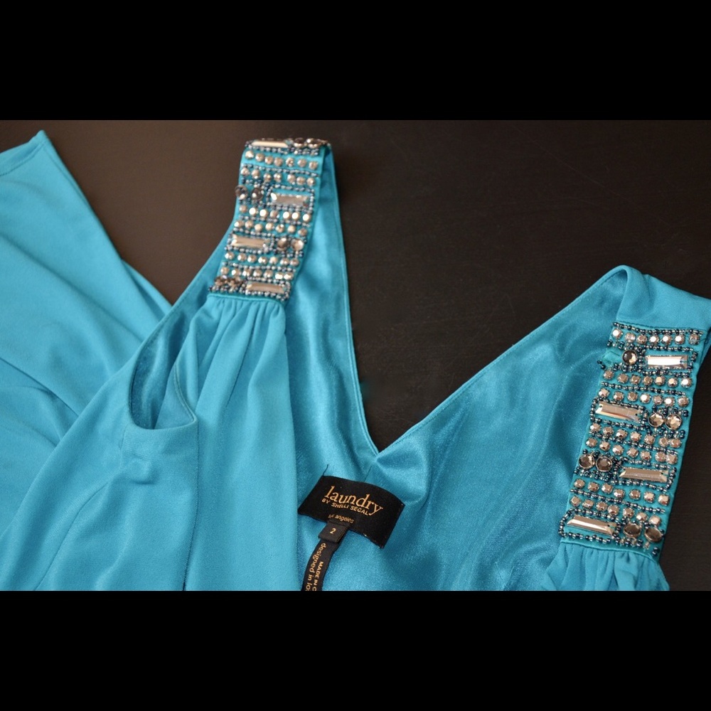 Laundry by Shelli Segal Teal Blouson Jersey Dress